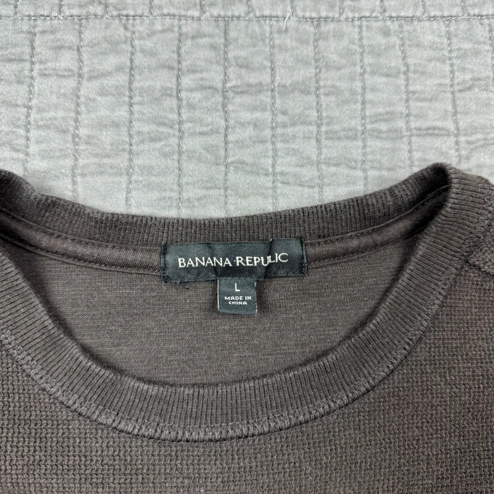 Banana Republic Waffle Knit Thermal Shirt Mens Large Brown Long Sleeve Layer